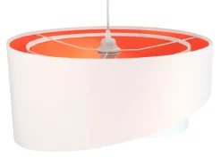 BPS Koncept Hängeleuchte rund Groß Weiß Orange Stoff Esstisch< Moderne Lampen|Wohnzimmerlampen