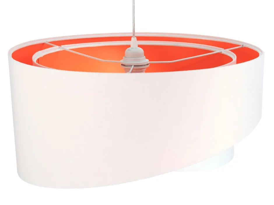 BPS Koncept Hängeleuchte rund Groß Weiß Orange Stoff Esstisch< Moderne Lampen|Wohnzimmerlampen