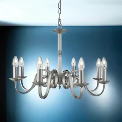 Hängelampen|Esszimmer Lampen*Searchlight Hängeleuchte rustikal silber 8-flmg.