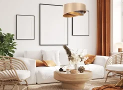 Hängelampen|Bürolampen*BPS Koncept Hängeleuchte Satin E27 rund D: 50 cm in Gold Bunt