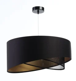 BPS Koncept Hängeleuchte Satin Netz Ø 50 cm E27 rund Schwarz Gold< Hängelampen|Bürolampen