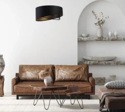 BPS Koncept Hängeleuchte Satin Netz Ø 50 cm E27 rund Schwarz Gold< Hängelampen|Bürolampen