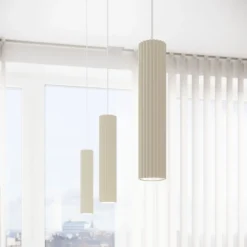 Sollux Hängeleuchte schmal Ø 8 cm Aluminium in Creme für GU10 BERTA< Hängelampen|Wohnzimmerlampen