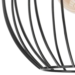 Lamkur Hängeleuchte Schwarz Ø 24 cm Metall Draht Schirm E27 KARNA< Hängelampen|Bürolampen