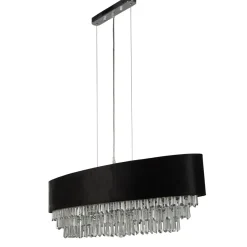 Searchlight Hängeleuchte Schwarz B: 100 cm H: max. 1,5 m Stoff Kristall< Hängelampen|Bürolampen