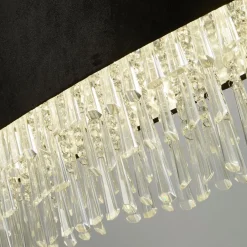 Searchlight Hängeleuchte Schwarz B: 100 cm H: max. 1,5 m Stoff Kristall< Hängelampen|Bürolampen