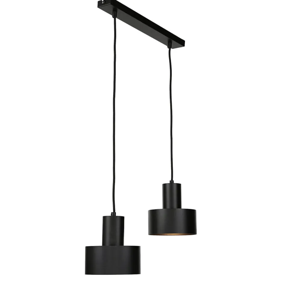 Hängelampen|Esszimmer Lampen*Sigma Hängeleuchte Schwarz breiter Schirm Retro 2 flmg