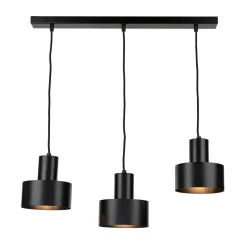 Sigma Hängeleuchte Schwarz breiter Schirm Retro 3 flmg< Hängelampen|Esszimmer Lampen