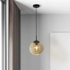 Searchlight Hängeleuchte Schwarz Champagner E27 D: 25 cm Glas TALIA< Hängelampen|Wohnzimmerlampen