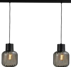 Masterlight Hängeleuchte Schwarz 2-flammig Glas Metall verstellbar< Glaslampen|Wohnzimmerlampen