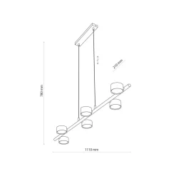 Wohnzimmerlampen|Moderne Lampen*TK Lighting Hängeleuchte Schwarz 6-flammig länglich Esstisch