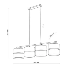 Stofflampen|Moderne Lampen*TK Lighting Hängeleuchte Schwarz Gold verstellbar Metall Stoff E27
