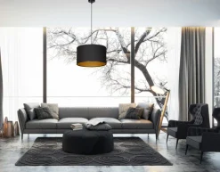 Emibig Hängeleuchte Schwarz Gold Stoff Ø35cm YENNA Wohnzimmer< Hängelampen|Esszimmer Lampen