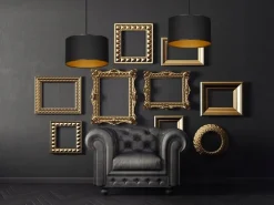 Emibig Hängeleuchte Schwarz Gold Stoff Ø35cm YENNA Wohnzimmer< Hängelampen|Esszimmer Lampen