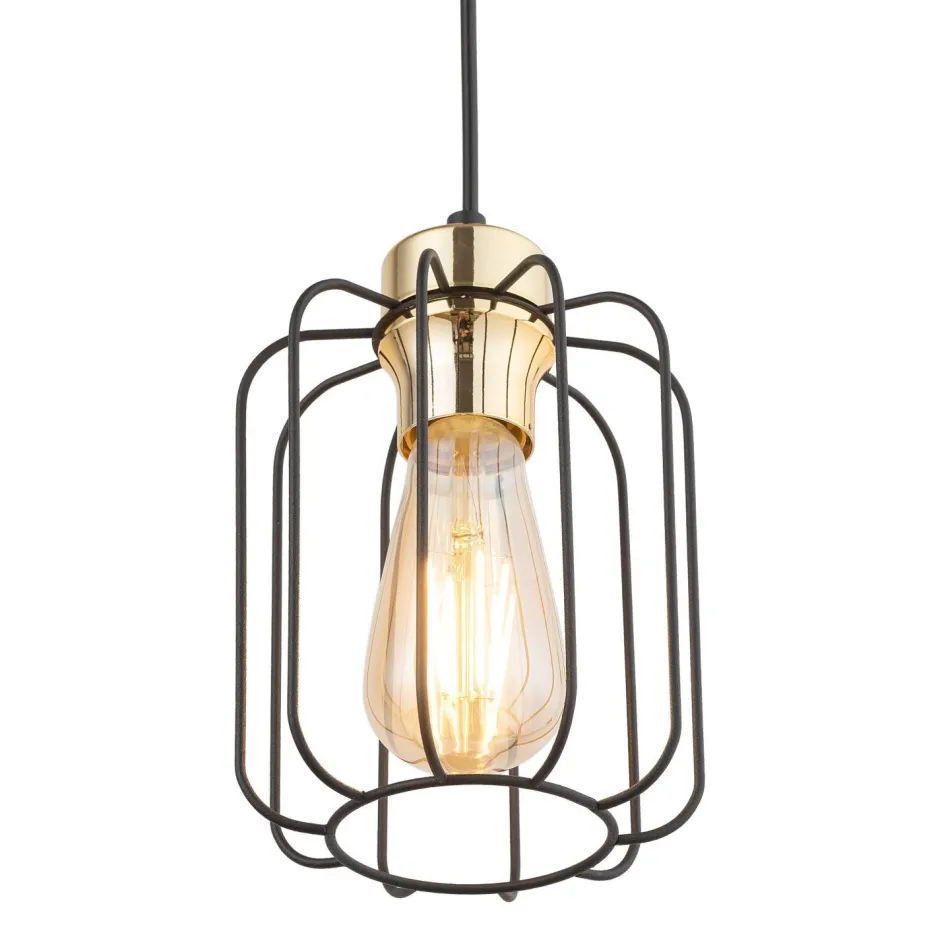 TK Lighting Hängeleuchte Schwarz Gold E27 Metall Draht GALAXY< Hängelampen|Esszimmer Lampen