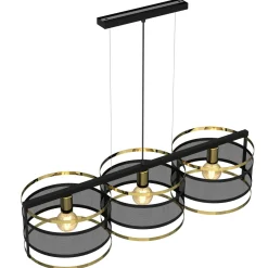 Hängelampen|Esszimmer Lampen*Luminex Hängeleuchte Schwarz Gold Esstisch Mesh Metall MURINE