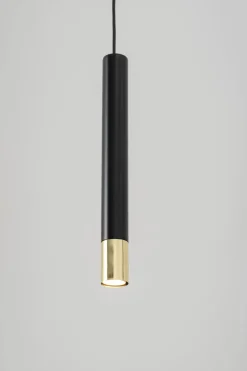 Sigma Hängeleuchte Schwarz Gold Modern Metall Ø8cm schmal< Moderne Lampen|Wohnzimmerlampen