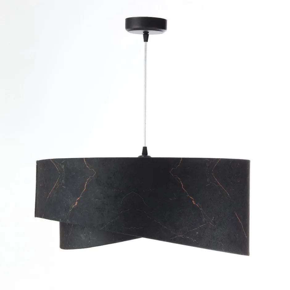 BPS Koncept Hängeleuchte Schwarz marmoriert Gold E27 Velours Optik< Hängelampen|Bürolampen