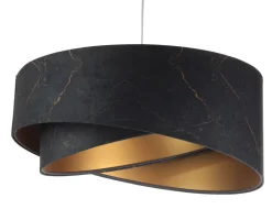 BPS Koncept Hängeleuchte Schwarz marmoriert Gold E27 Velours Optik< Hängelampen|Bürolampen