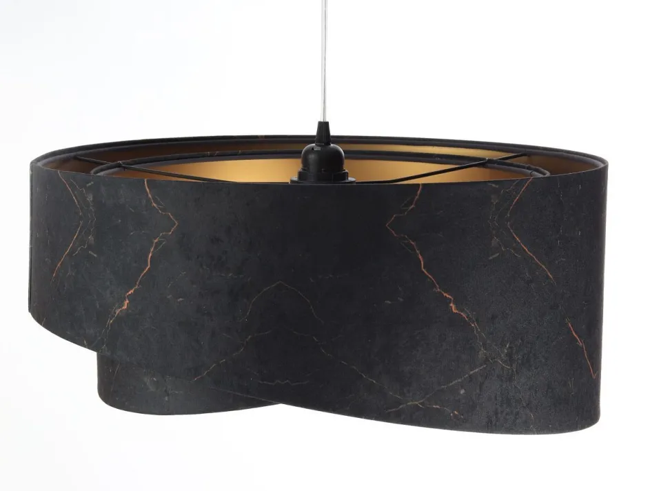 BPS Koncept Hängeleuchte Schwarz marmoriert Gold E27 Velours Optik< Hängelampen|Bürolampen