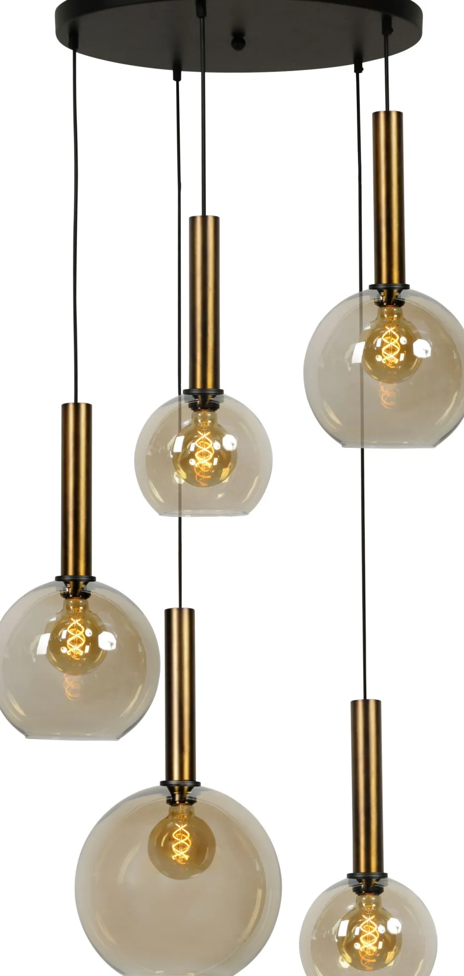 Hängelampen|Kugellampen*Masterlight Hängeleuchte Schwarz Messing antik 5-flammig ELRIC
