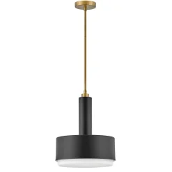 Hängelampen|Wohnzimmerlampen*Elstead Hängeleuchte Schwarz Messing D: 33 cm Metall Glas 2x E27