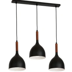 Luminex Hängeleuchte Schwarz Metall Holz länglich< Wohnzimmerlampen|Esszimmer Lampen