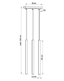 Moderne Lampen|Wohnzimmerlampen*Sollux Hängeleuchte Schwarz Metall 3-flammig G9 PETERA Küche