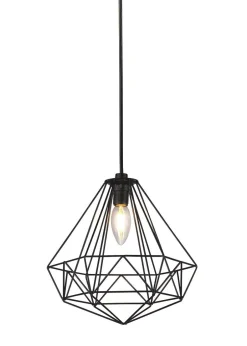 Hängelampen|Bürolampen*Searchlight Hängeleuchte Schwarz Metall Ø 25 cm E27 E14 Käfig Schirm