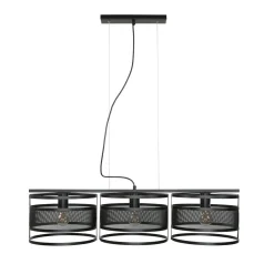 Wohnzimmerlampen|Esszimmer Lampen*Luminex Hängeleuchte Schwarz Modern 3-flammig Mesh Metall E27