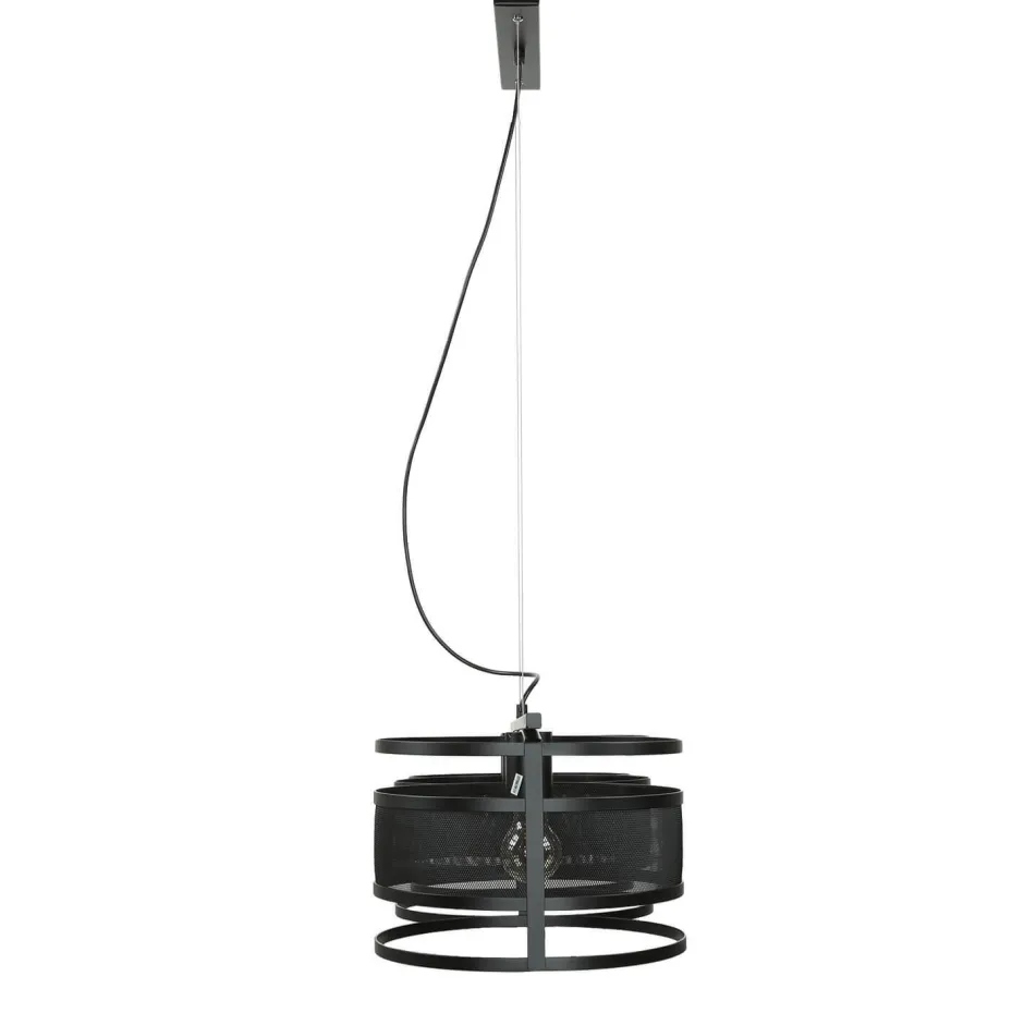 Wohnzimmerlampen|Esszimmer Lampen*Luminex Hängeleuchte Schwarz Modern 3-flammig Mesh Metall E27