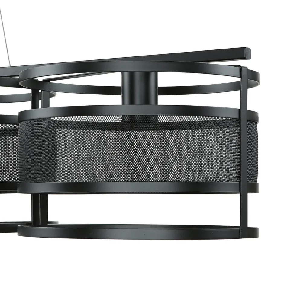 Wohnzimmerlampen|Esszimmer Lampen*Luminex Hängeleuchte Schwarz Modern 3-flammig Mesh Metall E27