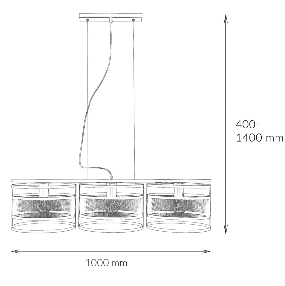 Wohnzimmerlampen|Esszimmer Lampen*Luminex Hängeleuchte Schwarz Modern 3-flammig Mesh Metall E27