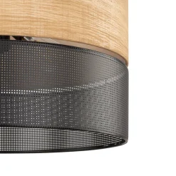 Bürolampen|Schlafzimmer Lampen*TK Lighting Hängeleuchte Schwarz Natur Ø 50 cm verstellbar 3x E27 Modern