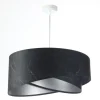 BPS Koncept Hängeleuchte Schwarz Silber E27 D: 50 cm Stoff Velours Optik< Bürolampen|Schlafzimmer Lampen