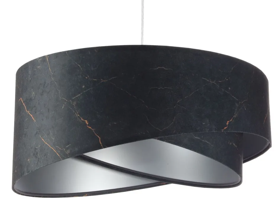 BPS Koncept Hängeleuchte Schwarz Silber E27 D: 50 cm Stoff Velours Optik< Bürolampen|Schlafzimmer Lampen