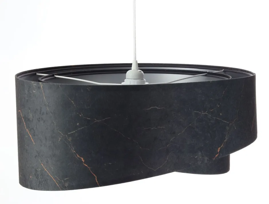 BPS Koncept Hängeleuchte Schwarz Silber E27 D: 50 cm Stoff Velours Optik< Bürolampen|Schlafzimmer Lampen