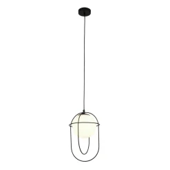 Searchlight Hängeleuchte Schwarz Weiß E27 Glas Metall Modern TRISTAN< Hängelampen|Wohnzimmerlampen