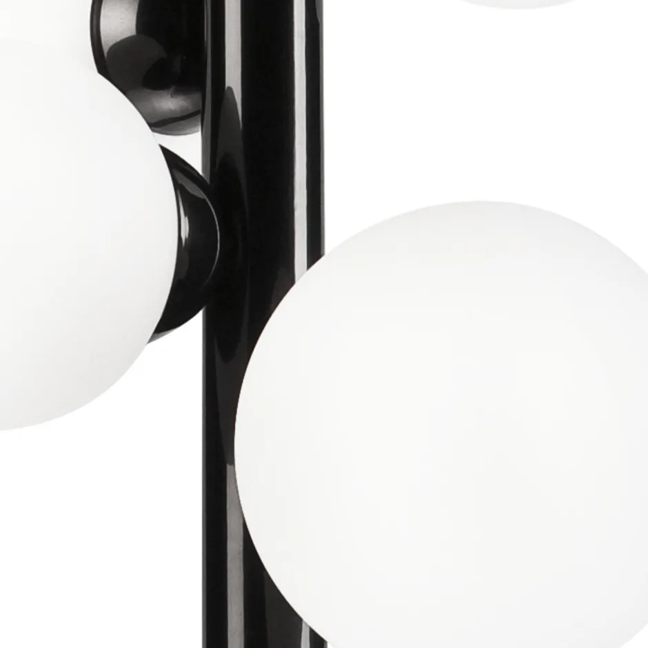 Lamkur Hängeleuchte Schwarz Weiß Kugelschirme 4x E27 Glas Metall< Schlafzimmer Lampen|Kugellampen