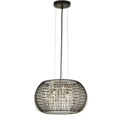 Hängelampen|Bürolampen*Searchlight Hängeleuchte Schwarz 4x G9 Ø 35 cm Metall Glas