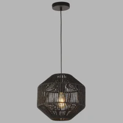 Hängelampen|Wohnzimmerlampen*Searchlight Hängeleuchte Seil Schwarz E27 Ø 30 cm H: max. 1,5 m Modern