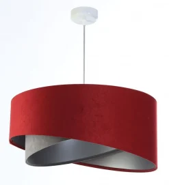 BPS Koncept Hängeleuchte Stoff Ø 50 cm Rot-Braun Grau Silber Velours Optik< Bürolampen|Schlafzimmer Lampen