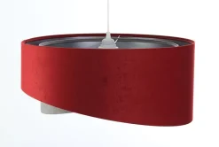 BPS Koncept Hängeleuchte Stoff Ø 50 cm Rot-Braun Grau Silber Velours Optik< Bürolampen|Schlafzimmer Lampen