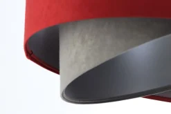 BPS Koncept Hängeleuchte Stoff Ø 50 cm Rot-Braun Grau Silber Velours Optik< Bürolampen|Schlafzimmer Lampen