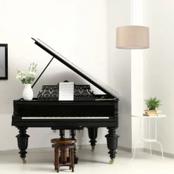 Lamkur Hängeleuchte Stoff Ø 35 cm rund E27 in Gold verstellbar< Schlafzimmer Lampen|Küchenlampen