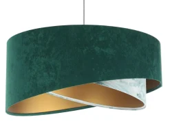 Bürolampen|Schlafzimmer Lampen*BPS Koncept Hängeleuchte Stoff Ø 50 cm Velours Optik E27 Grün Blau Gold