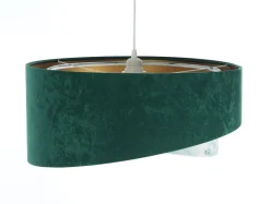 Bürolampen|Schlafzimmer Lampen*BPS Koncept Hängeleuchte Stoff Ø 50 cm Velours Optik E27 Grün Blau Gold