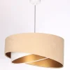 BPS Koncept Hängeleuchte Stoff Beige Gold E27 rund Ø 50 cm Velours Optik< Hängelampen|Bürolampen