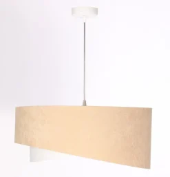 BPS Koncept Hängeleuchte Stoff Beige Gold E27 rund Ø 50 cm Velours Optik< Hängelampen|Bürolampen