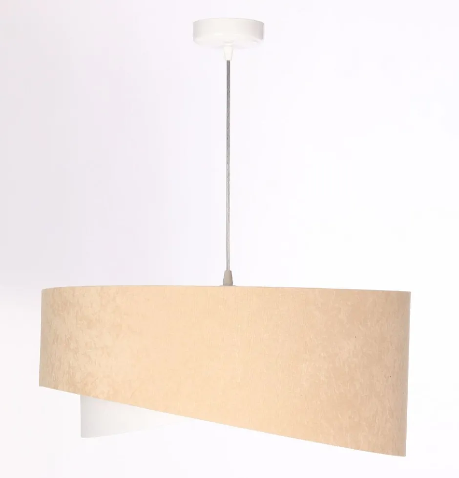 BPS Koncept Hängeleuchte Stoff Beige Gold E27 rund Ø 50 cm Velours Optik< Hängelampen|Bürolampen